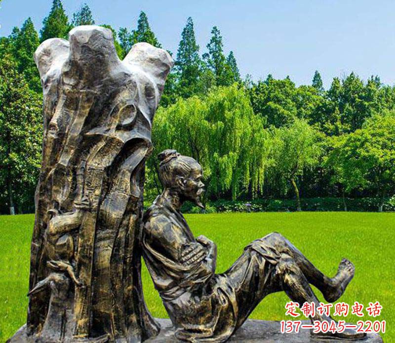 佛山园林守株待兔典故人物铜雕