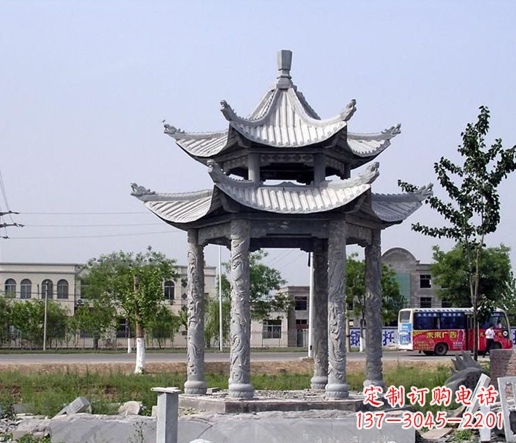 佛山园林双层仿古凉亭石雕