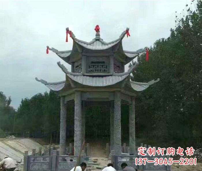 佛山园林双层凉亭石雕 (3)
