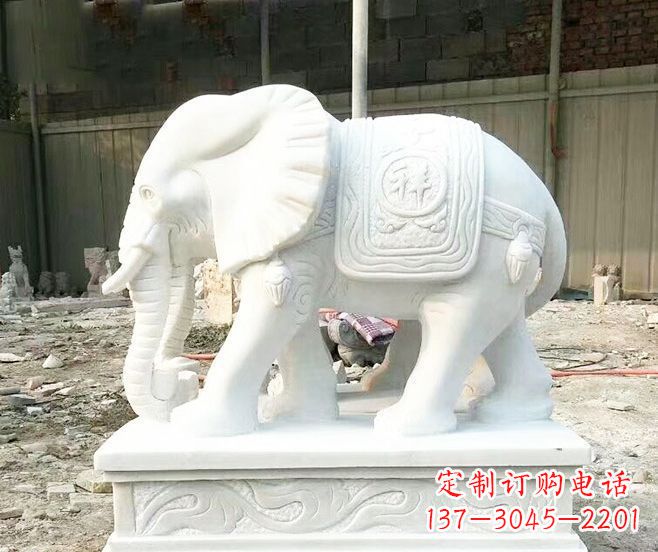 佛山招财动物汉白玉大象石雕 (3)