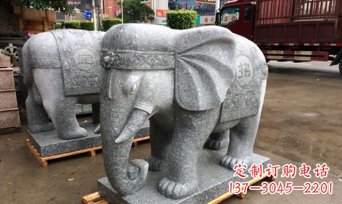 佛山招财进宝芝麻灰大象石雕 (3)