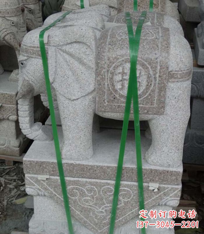佛山招财进宝芝麻灰大象石雕 (4)