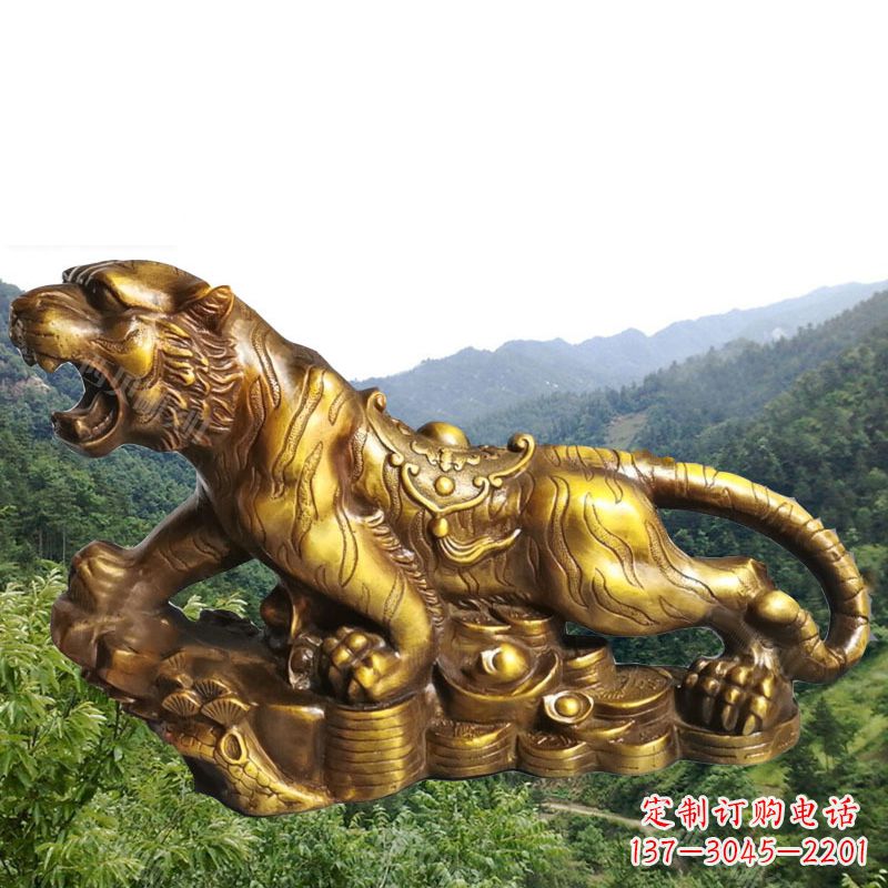 佛山招财老虎漆金12生肖动物雕塑