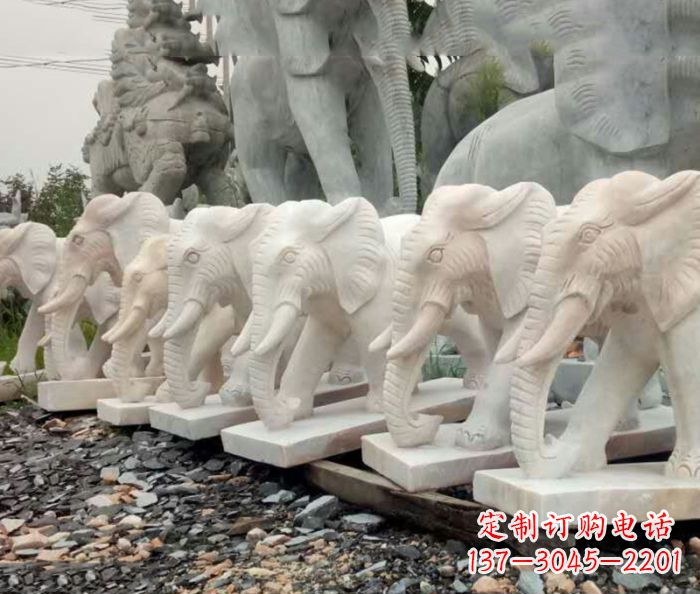 佛山招财晚霞红大象石雕 (3)