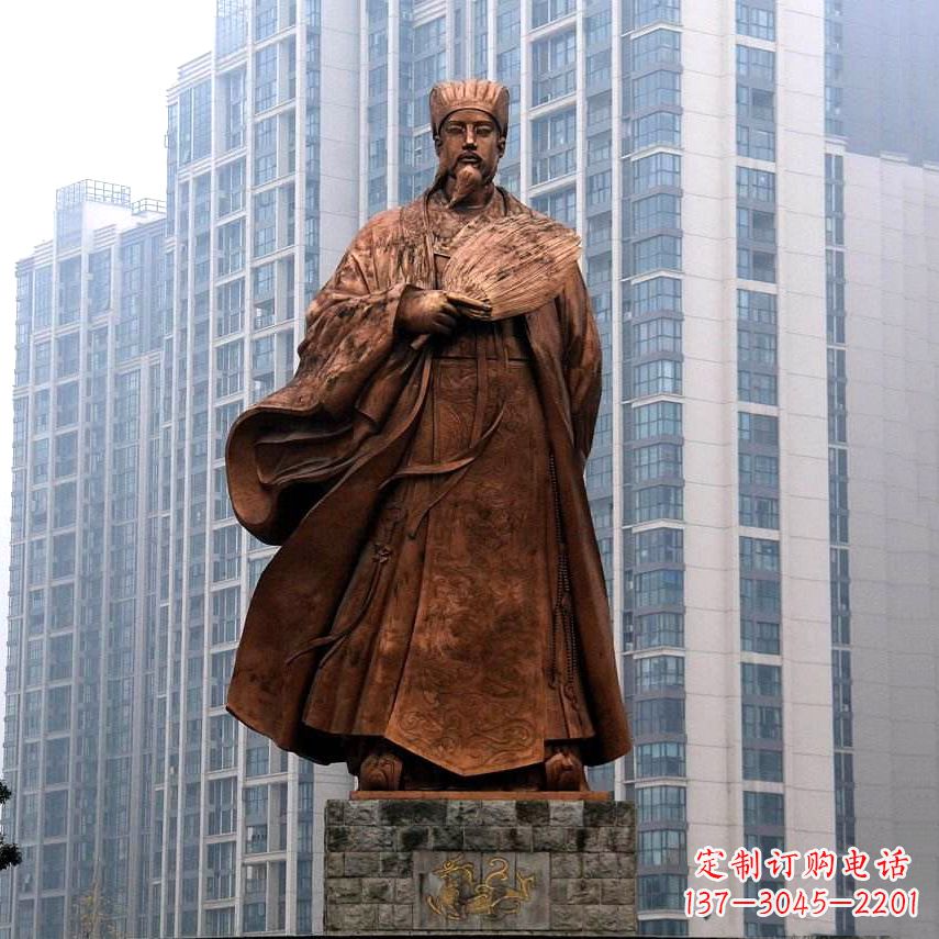 佛山诸葛亮城市景观铜雕像-中国古代著名人物三国谋士卧龙先生雕塑
