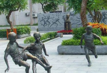 佛山小孩踢足球公园景观铜雕