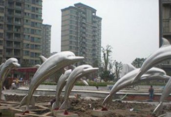 佛山小区不锈钢跳跃海豚雕塑