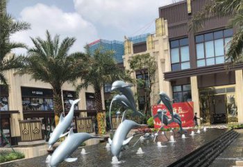 佛山小区广场水景海豚雕塑