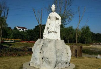 佛山虞姬石雕塑-公园历史名人楚汉时期美女雕像