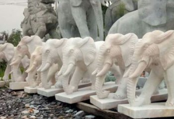 佛山招财晚霞红大象石雕 (3)