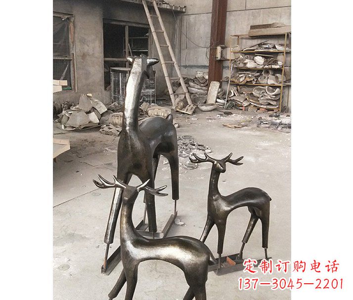 佛山铸铜梅花鹿动物铜雕摆件