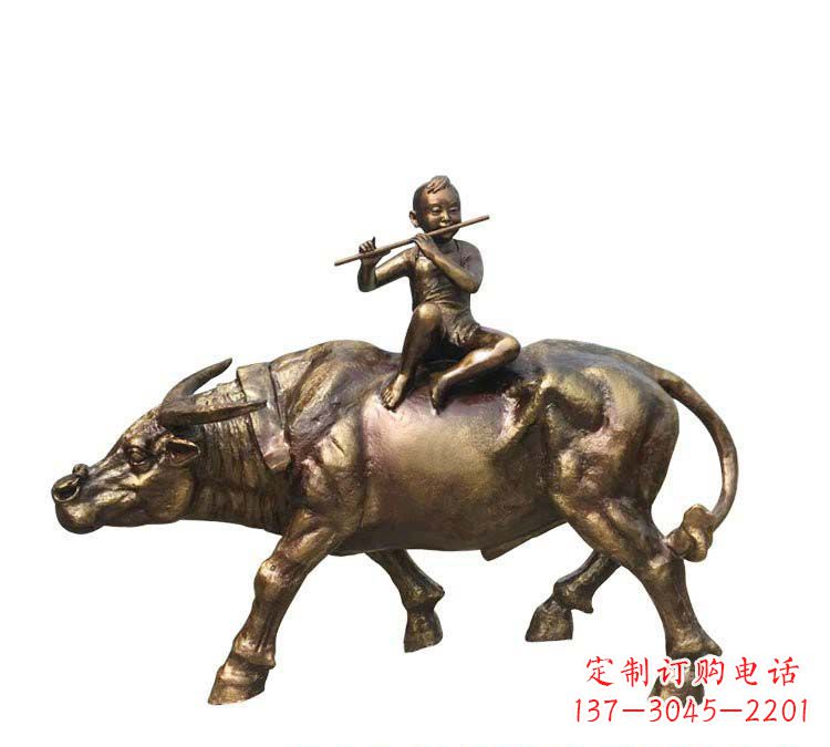 佛山铸铜牧童牛雕塑