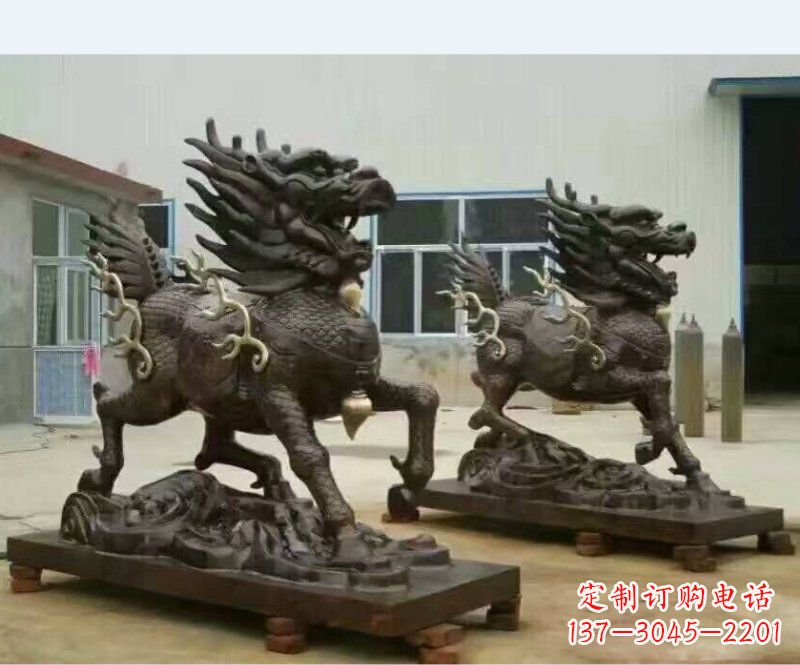 佛山铸铜企业麒麟雕塑