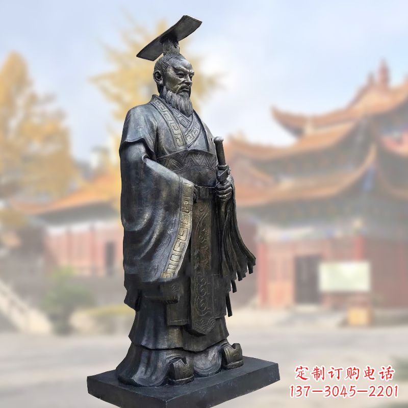 佛山铸铜秦始皇铜雕塑像