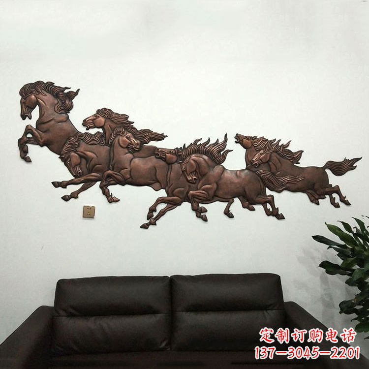 佛山紫铜马儿浮雕装饰画