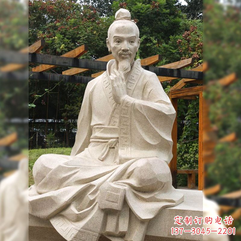 佛山祖冲之石雕塑像-园林人物历史名人雕像