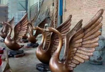 佛山铸铜天鹅喷水动物喷泉雕塑