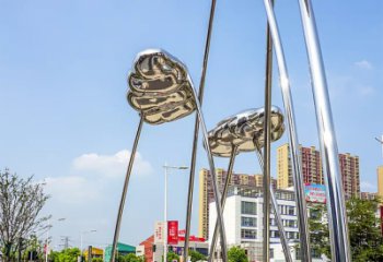 佛山荷叶雕塑-广场不锈钢抽象艺术荷叶雕塑