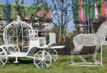 佛山马车雕塑-小区花园广场创意镂空不锈钢马车雕塑